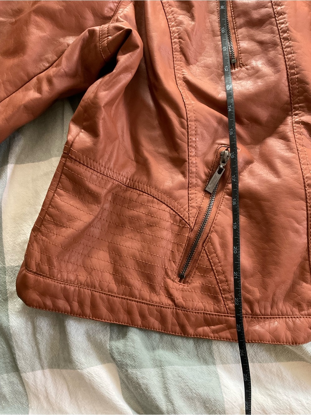Jou Jou Rust-Tone Vegan Leather Zip Jacket - Picture 8 of 9